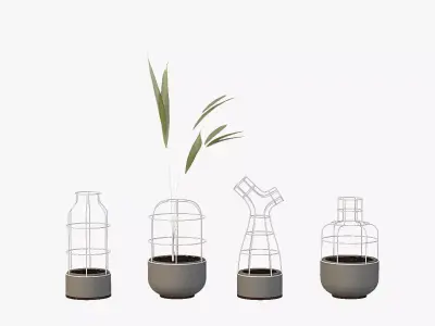 V4 Planter Vases Group for Table Top Decoration 3D model