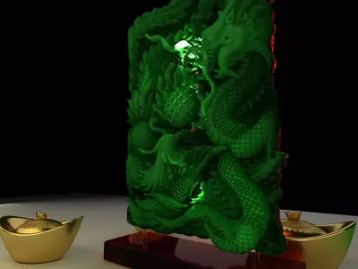 Chinese Dragon and Phoenix with Yuanbao 3D model