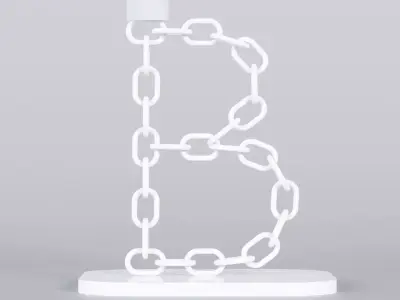 Alphabet A White Chain Candleholder 3D Model True 4K PBR Render Low-poly 3D model