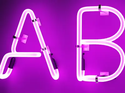 Neon Signs and Alphabet Low-poly 3D model