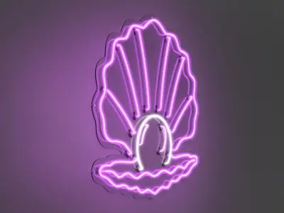 Pink Clam - Neon Sign 3D model