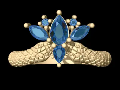 Snake Marquise Ring 3D print model