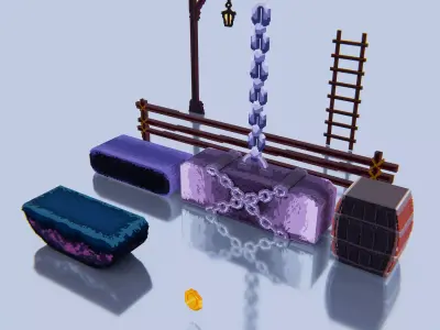 Voxel adventure platformer Asset Pack  Low-poly 3D model