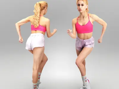 Sporty young woman doing workout 373 Low-poly 3D model