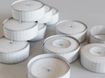 Tealights - Small Candle Set Low-poly 3D model