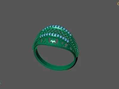 Women Ring With Stone Diamond Ready STL 3DM Models Womens Rings 3D print model order