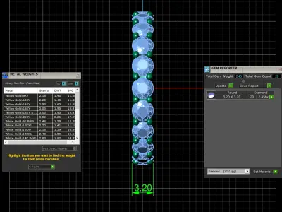 U Shaped Eternity Ring 3 point 2 mm stone size swiss 11 and EU51 3D print model