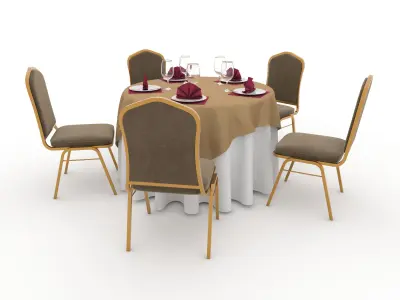 Banquet Table and Chair 02 3D model