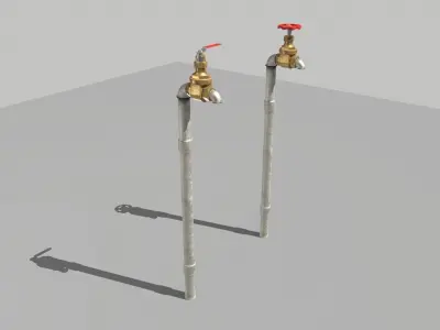 Metal Water Pipes Low-poly 3D model