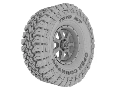 Jeep Tire - Toyo Open Country Full set TIRE and RIMS 3D print model