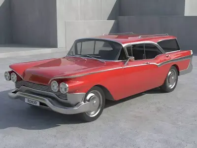 Mid-Century Classic Family Wagon Low-poly 3D model