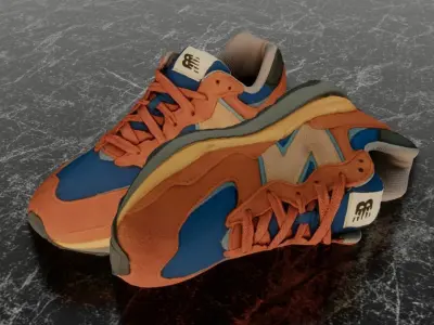 NEW BALANCE 3D SHOES - BLUE - ORANGE Low-poly 3D model
