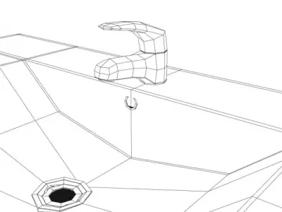 Sink bathroom vanity with mirror and 3D model
