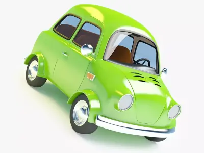 small retro car Low-poly 3D model