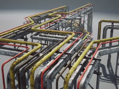 Modular industrial pipeline UE4 UNITY Low-poly 3D model