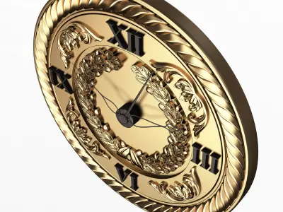 Classic Wall Clock 06 Gold Low-poly 3D model