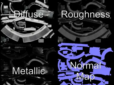 Futuristic Industrial Component Model Pack Low-poly 3D model