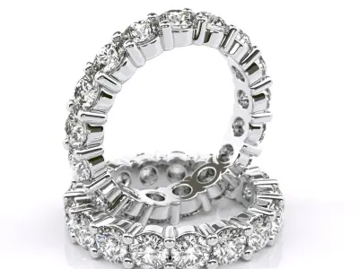 Round Diamond Eternity Wedding Band 3D Model Pack