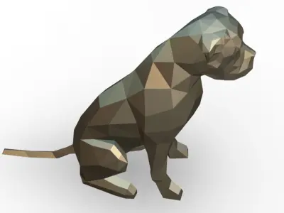 Boxer low poly greyhound 3D print model