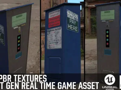 Parking Meter Ticket Automat Next Gen PBR Real Time Asset Low-poly 3D model