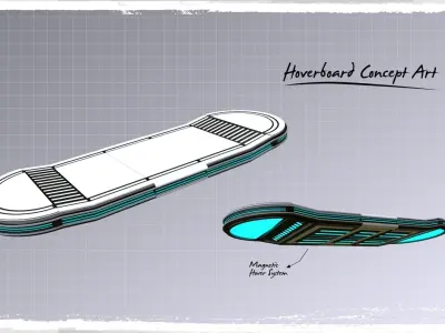Futuristic Hoverboard 3D model