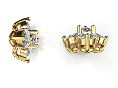 Pusets diamond stud earrings gold 3D print model
