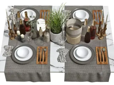 Tableware set 150 Low-poly 3D model