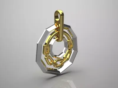 Two-tone geometric pendant chain design model gp0105 3D print model