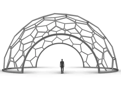 Hexagonal Dome structure Geodesic Like Wireframe Design V2 3D model