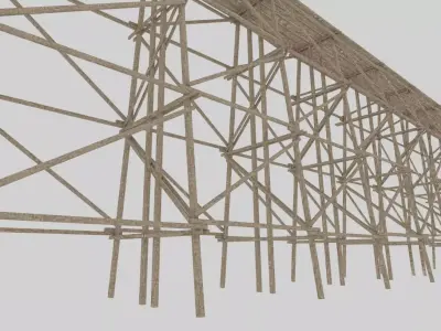 Wood trestle bridge adapted for your games  Low-poly 3D model
