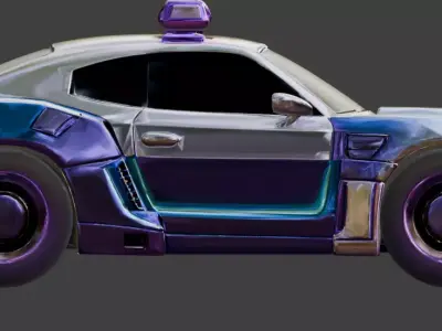 Futuristic Stylized Police Interceptor 3D Model Low-poly 3D model