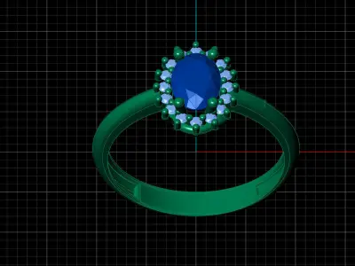 STL 3DM Print Ready Women Diamond Ring Lightweight Printable  3D print model 2