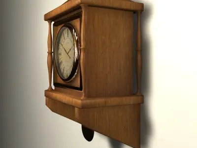 Wooden wall clock 3D model