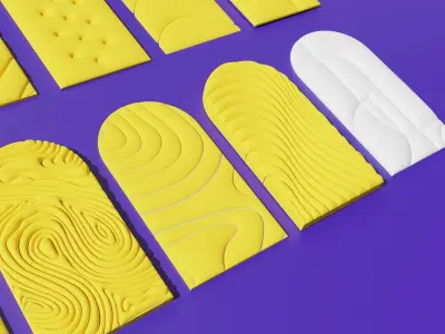 Set of arch panels in candy style scene 3D model