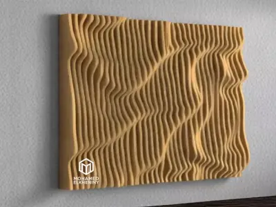 Parametric Wavy Wooden Wall Decor 15 - wood cutting machines 3D model