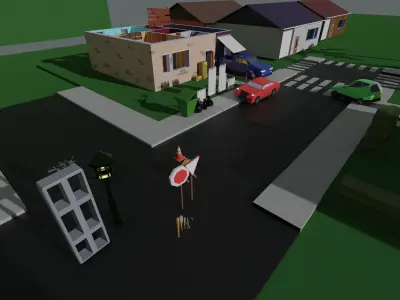 Low Poly Zombie Town Low-poly 3D model