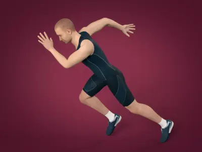 Track and Field  Athlete Sprinter Runner Coach -- IK and FK Rig Low-poly 3D model
