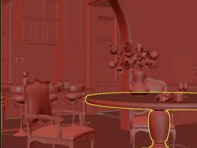 Livingroom and Kitchen  3D model