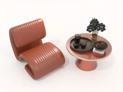 Modern Coffee Table and Armchair Set 57 3D model