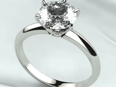 8mm Gemstone Tiffanys Style Gold Ring 3D print model