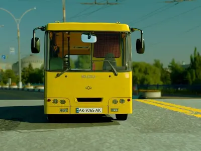 Bus  Yellow Bus  Ukrain Bus  ISUZU Low-poly 3D model