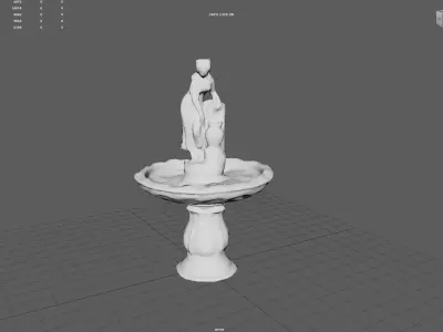 Rustic Lady Water Fountain Sculpture Low-poly 3D model