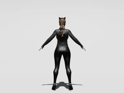 Stylized Female 3D Masked Character Low-poly 3D model