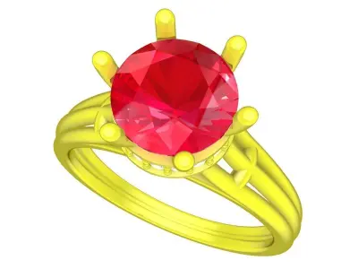 Luxury Solitaire Gemstone Split Shank Ring for Women 5166 3D print model