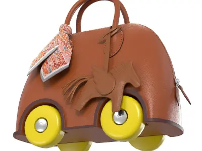 Hermes Mini Bolide Bag On Wheels Brown Low-poly 3D model