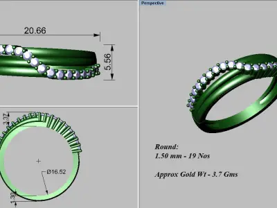 light weight gold diamond rings-C111116SKCH2026017-wt-0-5 3D print model