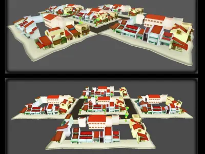 Old House Cartoon package Low-poly 3D model