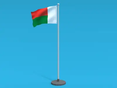 Low Poly Seamless Animated Madagascar Flag Low-poly 3D model
