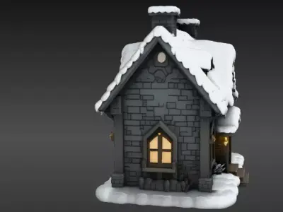 Cozy Winter Village House 3D Model Two Model Pack  3D model