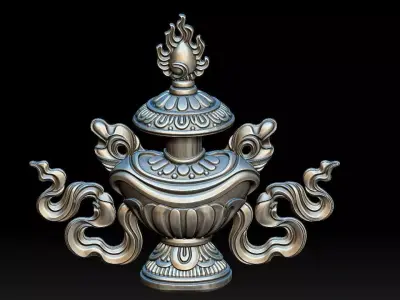 Buddhist Treasure Vase Statue  3D print model